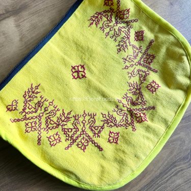 HAND CRAFTED KASUTI YELLOW SLING BAG